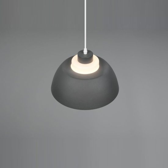 Lampadario a sospensione grande per sala da pranzo industriale antracite con vetro bianco