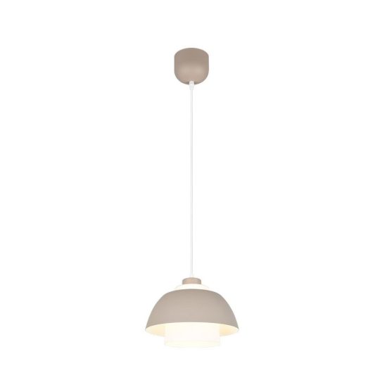 Lampadario a sospensione grande per sala da pranzo industriale beige caldo con vetro bianco