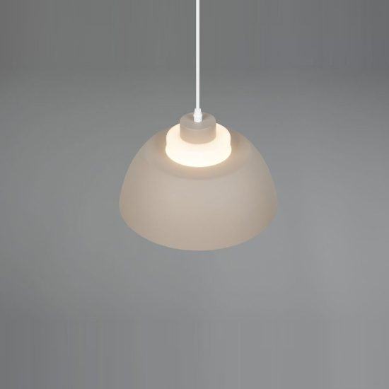 Lampadario a sospensione grande per sala da pranzo industriale beige caldo con vetro bianco