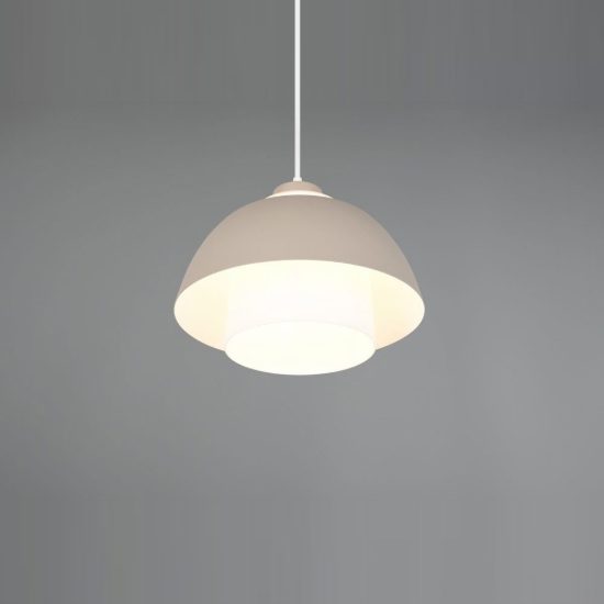 Lampadario a sospensione grande per sala da pranzo industriale beige caldo con vetro bianco