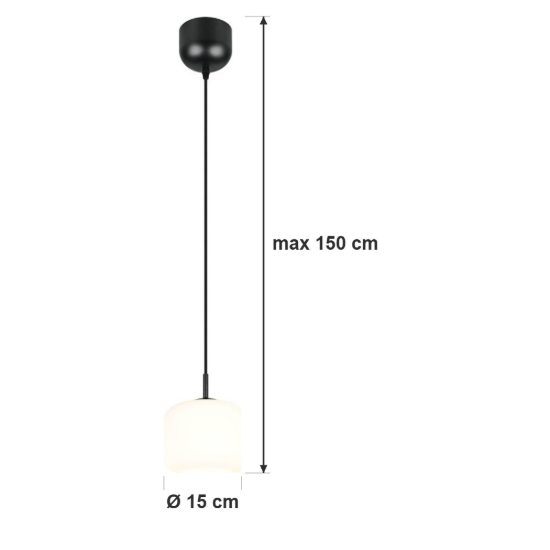 Lampada a sospensione per sala da pranzo moderna in vetro bianco con montatura nera