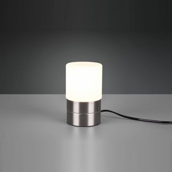 Abat-jour piccolo per comodino moderno nichel opaco con vetro