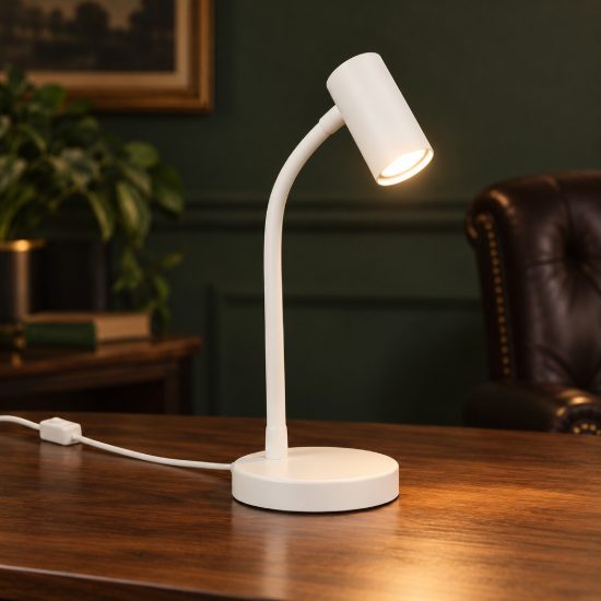 Lampada da scrivania per ufficio moderna bianca con braccio flessibile