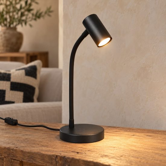 Lampada da scrivania per ufficio moderna nera con braccio flessibile
