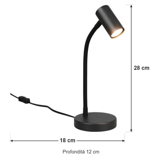 Lampada da scrivania per ufficio moderna nera con braccio flessibile