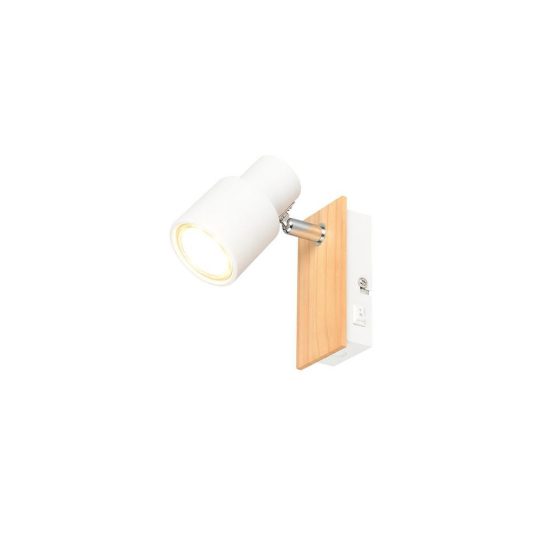 Applique per comodino camera da letto orientabile bianca opaca legno naturale con interruttore