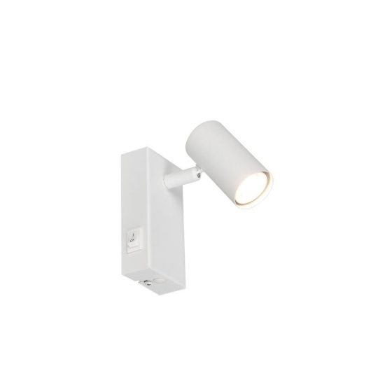 Applique per comodino camera da letto con faretto orientabile mini moderna bianca interruttore