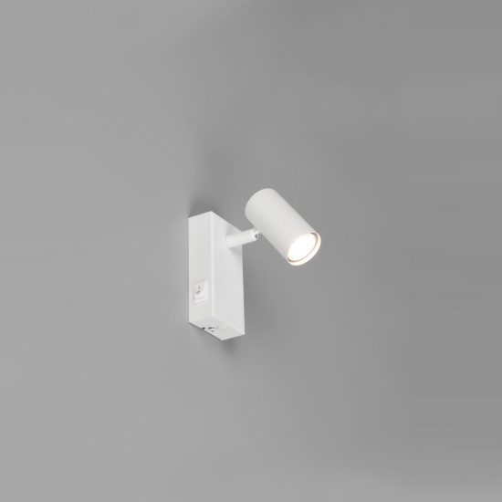 Applique per comodino camera da letto con faretto orientabile mini moderna bianca interruttore