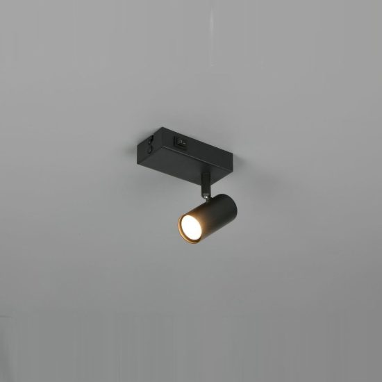 Applique per comodino camera da letto con faretto orientabile mini moderna nera interruttore