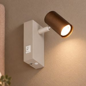 Applique per comodino camera da letto con faretto orientabile mini moderna caffe interruttore