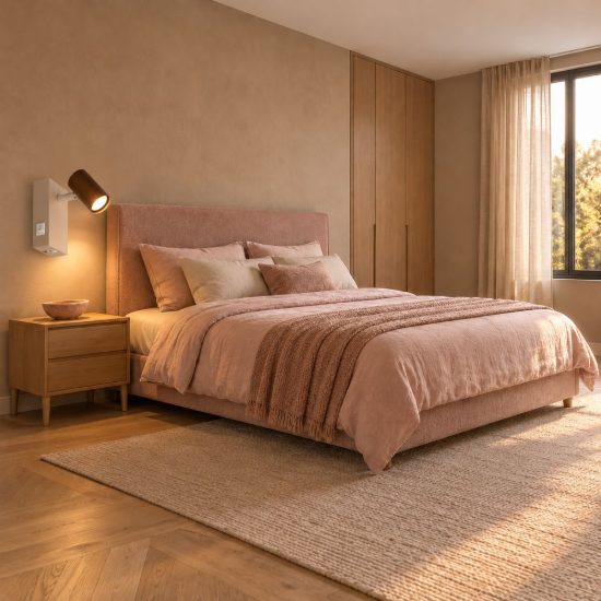 Applique per comodino camera da letto con faretto orientabile mini moderna caffe interruttore