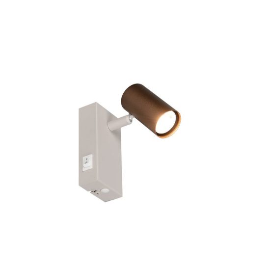 Applique per comodino camera da letto con faretto orientabile mini moderna caffe interruttore
