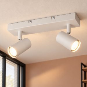 Plafoniera con 2 faretti orientabili mini moderna bianca