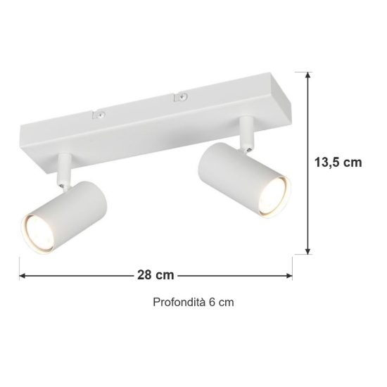 Plafoniera con 2 faretti orientabili mini moderna bianca
