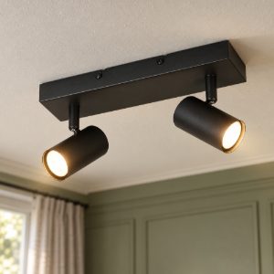 Plafoniera con 2 faretti orientabili mini moderna nera