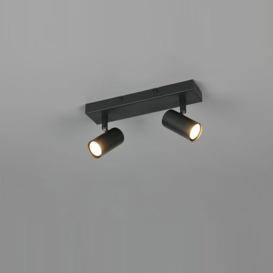 Plafoniera con 2 faretti orientabili mini moderna nera