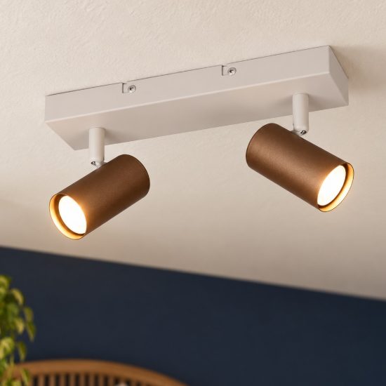 Plafoniera con 2 faretti orientabili mini moderna caffe