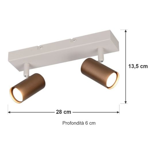 Plafoniera con 2 faretti orientabili mini moderna caffe