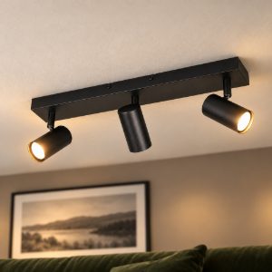 Plafoniera con 3 faretti orientabili mini moderna nera
