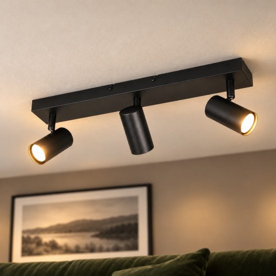 Plafoniera con 3 faretti orientabili mini moderna nera