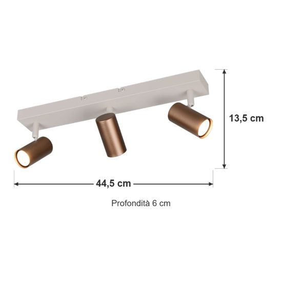 Plafoniera con 3 faretti orientabili mini moderna caffe