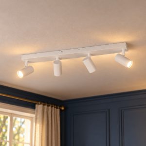 Plafoniera con 4 faretti orientabili mini moderna bianca