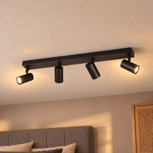 Plafoniera con 4 faretti orientabili mini moderna nera