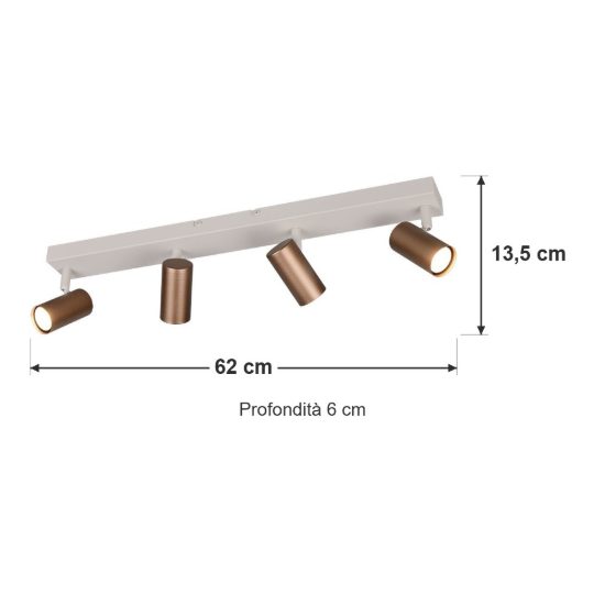 Plafoniera con 4 faretti orientabili mini moderna caffe