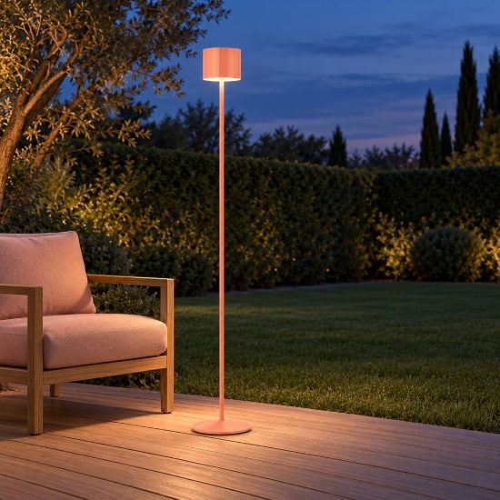 Piantana ricaricabile da esterno led 3w cct 2300k 4000k ip44 moderna salmone