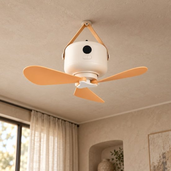Ventilatore da soffitto portatile led 0,5w 4000k ricaricabile con telecomando bianco con 3 pale