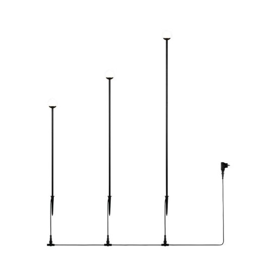 Set 3 lampioni da giardino led 4,5w 3000k con picchetto ip44 regolabili in altezza neri bianchi