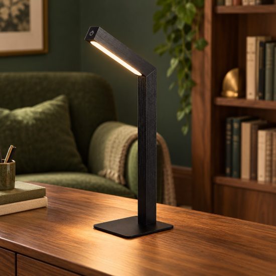 Lampada da scrivania ricaricabile led 2w 3000k touch per ufficio con testa magnetica nera