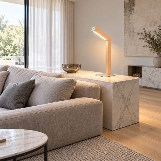 Lampada da scrivania ricaricabile led 2w 3000k touch per ufficio con testa magnetica effetto legno