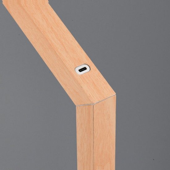 Lampada da scrivania ricaricabile led 2w 3000k touch per ufficio con testa magnetica effetto legno