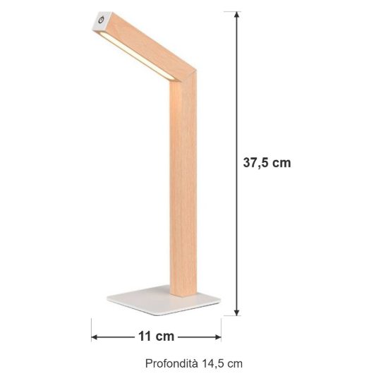 Lampada da scrivania ricaricabile led 2w 3000k touch per ufficio con testa magnetica effetto legno