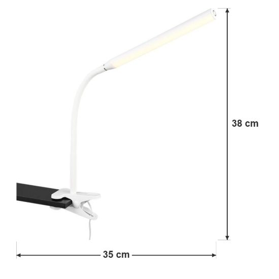 Lampada da scrivania led 5w cct 3000k 4000k 5000k touch per ufficio con morsetto flessibile bianca