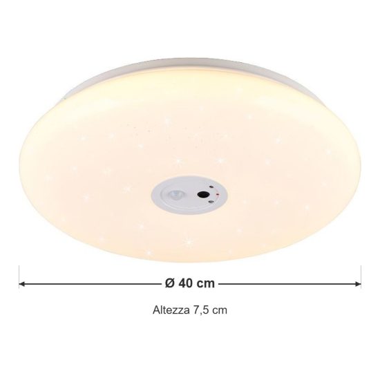 Plafoniera led 20w cct 3000k 6000k smart tuya con videocamera bianca effetto cielo stellato