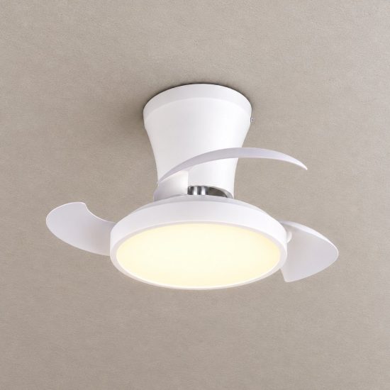 Ventilatore da soffitto led 13w cct 2700k 6500k con telecomando pale a scomparsa bianco per max 13mq