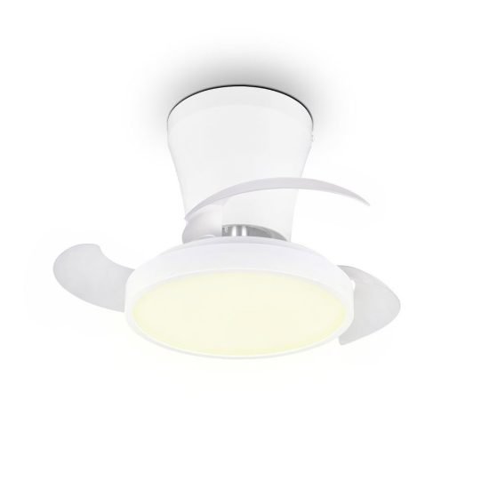 Ventilatore da soffitto led 13w cct 2700k 6500k con telecomando pale a scomparsa bianco per max 13mq