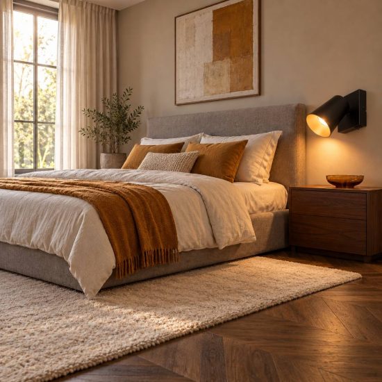 Applique per comodino camera da letto nera con anello intercambiabile nero o oro interruttore