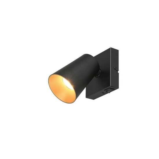 Applique per comodino camera da letto nera con anello intercambiabile nero o oro interruttore