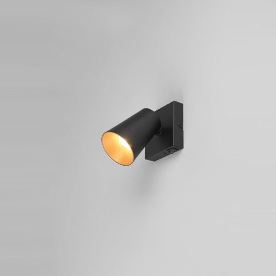 Applique per comodino camera da letto nera con anello intercambiabile nero o oro interruttore