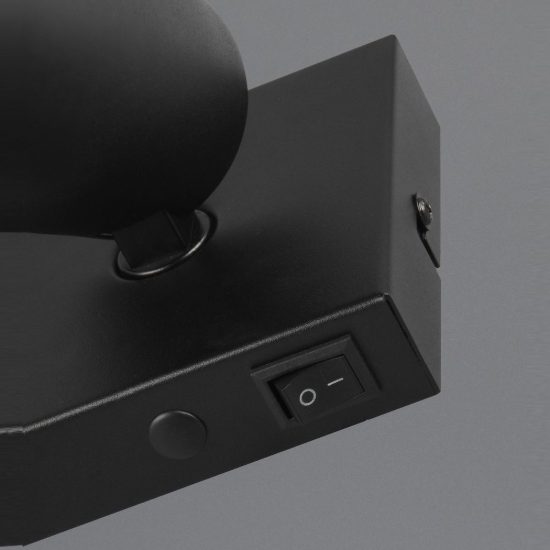 Applique per comodino camera da letto nera con anello intercambiabile nero o oro interruttore