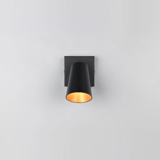 Applique per comodino camera da letto nera con anello intercambiabile nero o oro interruttore