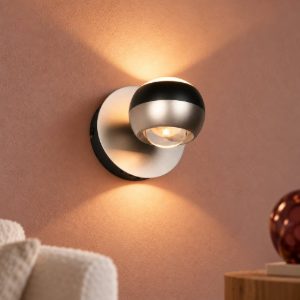 Applique per salotto led 8w cct 2300k 3000k 4000k bi-emissione orientabile moderna nichel opaco nera