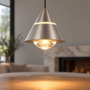 Lampada a sospensione led 7w cct 2300k 3000k 4000k per sala da pranzo moderna conica nichel opaco