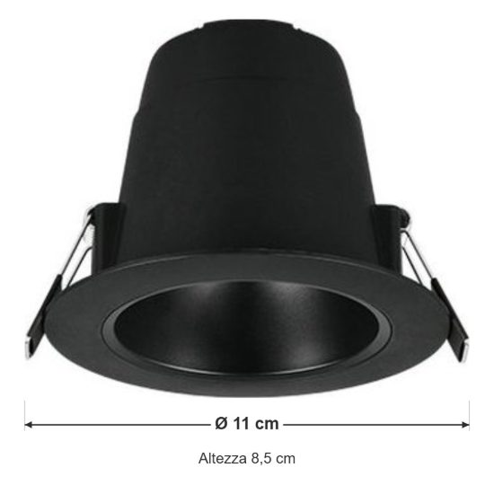 Faretto da incasso per cartongesso led 6w cct 2300k 3000k 4000k ip44 rotondo nero