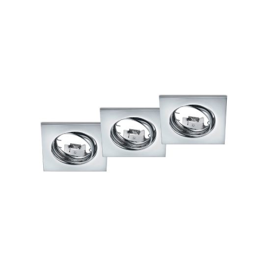 Set 3 faretti da incasso per cartongesso orientabili quadrati cromo