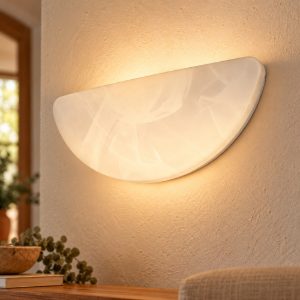 Applique per salotto led 9w 4000k moderna semicircolare con diffusore effetto alabastro