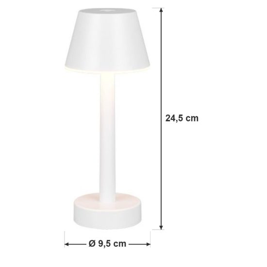 Lampada da tavolino ricaricabile da esterno led 1,5w 3000k touch ip44 moderna bianca